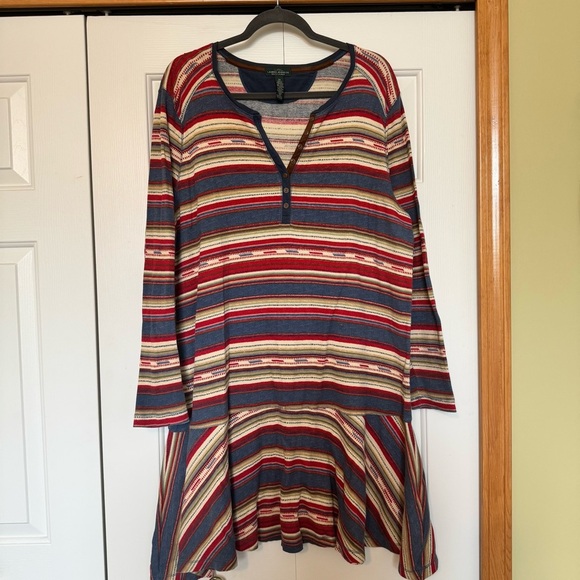 Lauren Ralph Lauren Aztec print waffle knit drop waist cotton dress - Picture 1 of 8
